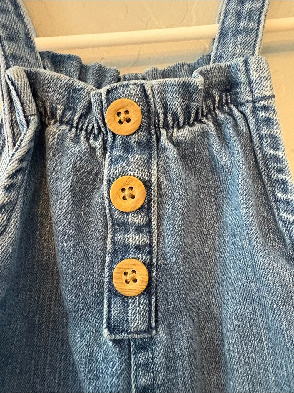 Carter's denim chambray sleeveles long romper with buttons 9 months